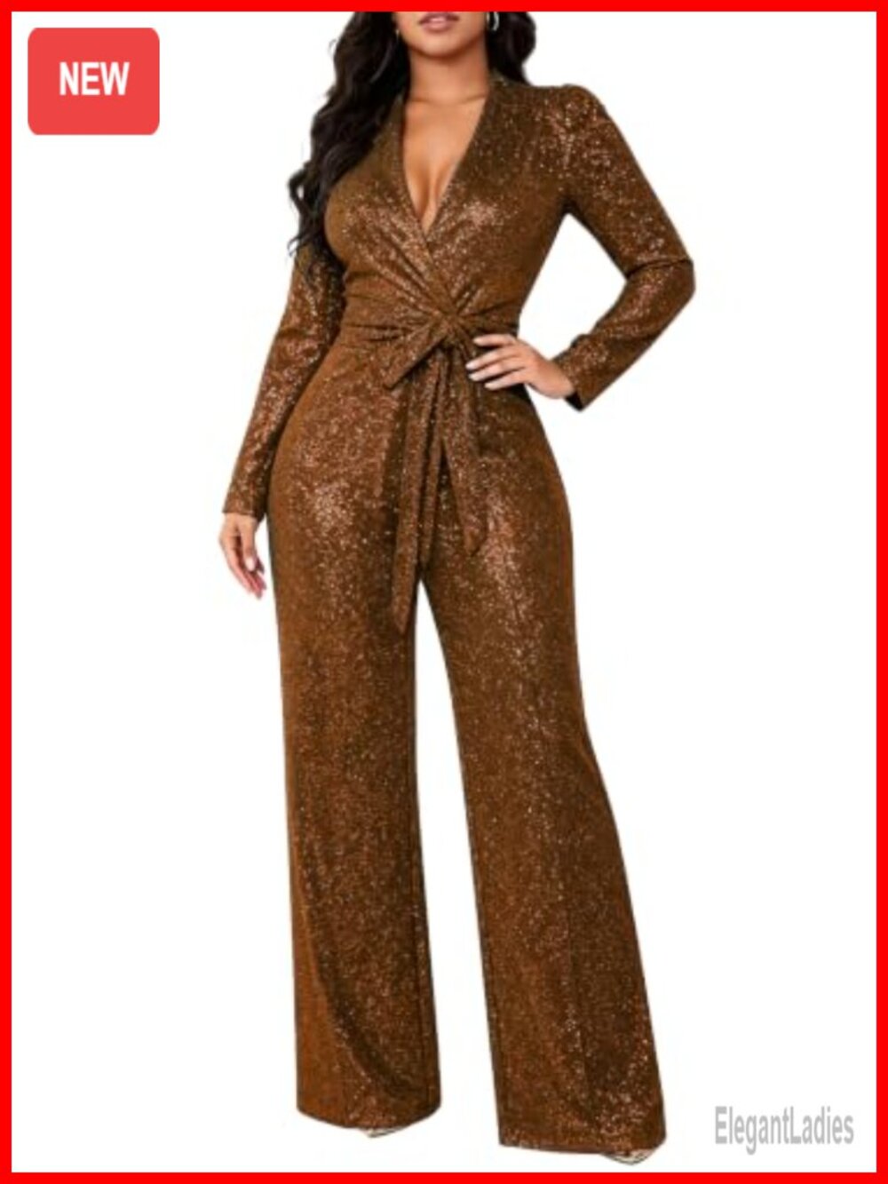 Women's Formal Jumpsuit Long Sleeve Mock Neck Straight Leg Stretchable Party